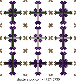 ethnic pattern in the form of a mosaic pixel. scheme for embroidery. vector illustration. boho art for printing