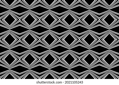 Ethnic pattern, geometric background. Oriental, Asian, Indian handmade style, decorative unique ornament. Black white template for creativity, coloring, design.