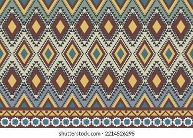 Ethnic pattern Geometric design Traditional African fabric IKAT pattern Seamless for dress clothes carpet curtains Earth tone background 