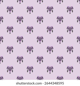 Ethnic pattern of geometric diamond shape in purple and pink. Seamless abstract vector. Concept of traditional, design, motifs, vintage for cloth texture, textiles, wrap, print, fashion, background.