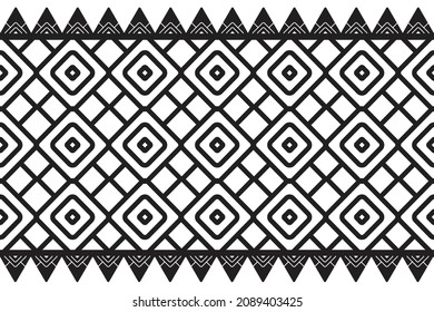 ethnic pattern with geometric seamless in black and white for fabric