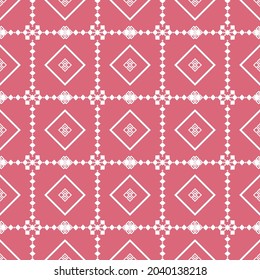 ethnic pattern with geometric seamless square in pink background for fabric