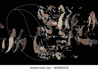 ethnic pattern of geometric shapes on a black background for your design
