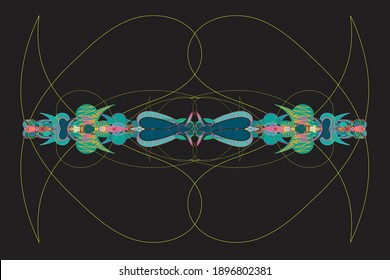 ethnic pattern of geometric shapes on a black background for your design