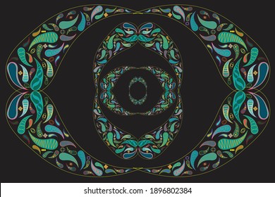 ethnic pattern of geometric shapes on a black background for your design