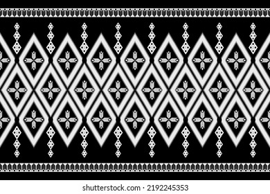Ethnic  pattern geometric style . Aztec tribal abstract modern print.Ikat vector for Textile, Wallpaper, Home decor, Apparel, Carpet,Curtains-Bedding-Pillows. Background black on Thai fabric design
