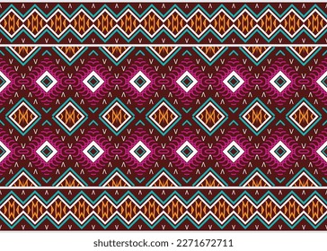 Ethnic pattern. Geometric ethnic pattern traditional Design It is a pattern created by combining geometric shapes. Create beautiful fabric patterns. Design for print. Using in the fashion industry.