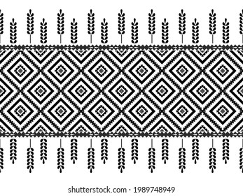 Ethnic pattern in Gray tone. Fabric design in pattern of tribe. Design textile in black and white tone.