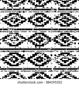 Ethnic Pattern with Grunge Elements. Abstract Seamless Pattern.