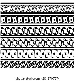 ethnic pattern. Handmade. Horizontal stripes. Black and white print for your textiles. Vector illustration.
