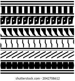 ethnisches Muster. Handgefertigt. Horizontale Streifen. Schwarz-Weiß-Druck für Ihre Textilien. Vektorgrafik.
