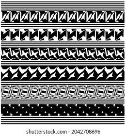 ethnic pattern. Handmade. Horizontal stripes. Black and white print for your textiles. Vector illustration.
