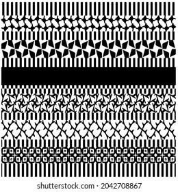 ethnic pattern. Handmade. Horizontal stripes. Black and white print for your textiles. Vector illustration.
