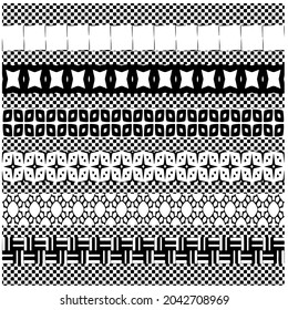 ethnic pattern. Handmade. Horizontal stripes. Black and white print for your textiles. Vector illustration.
