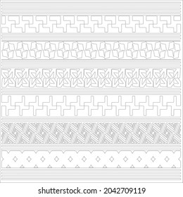 ethnic pattern. Handmade. Horizontal stripes. Black and white print for your textiles. Vector illustration.