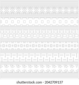 ethnic pattern. Handmade. Horizontal stripes. Black and white print for your textiles. Vector illustration.