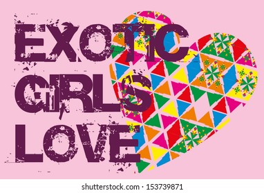 ethnic pattern heart and love vector art