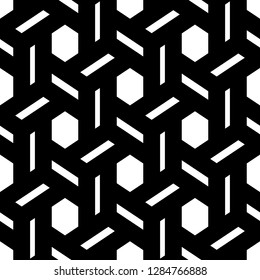 Ethnic pattern. Hexagons, quadrangles motif. Mosaics wallpaper.Folk image. Polygons backdrop. Geometric figures ornament. Digital paper, web design, textile print.Tribal background. Seamless vector.