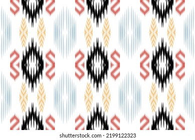 Patrón étnico ikat chevron de fondo tribal vector diseño tradicional oriental para el fondo. El ikat se produce en muchos centros textiles tradicionales de todo el mundo, incluida la India y Asia Central