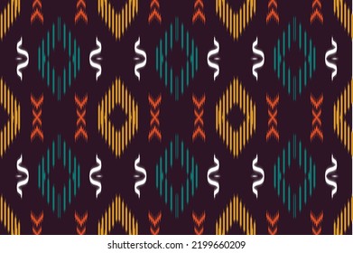 Ethnic pattern ikat diamond tribal background vector oriental traditional design for background. Ikat is produced in many traditional textile centres around the world, including India to Central Asia,