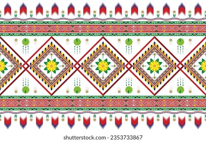 Ethnic pattern ikat geometric oriental pattern for background, carpet, wallpaper, clothing, wrap, fabric, vector illustration