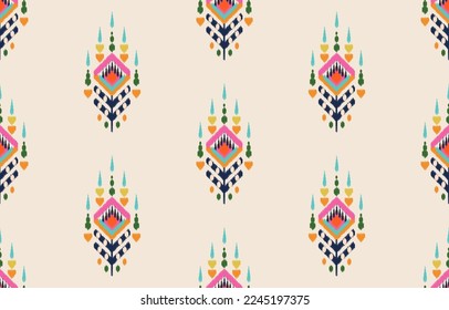 Ethnic pattern ikat seamless. Tribal African Indian traditional embroidery vector background. Aztec fabric carpet batik ornament chevron textile decoration wallpaper