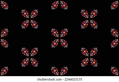 Ethnic pattern ikat seamless. Tribal African Indian traditional embroidery vector background. Aztec fabric carpet batik ornament chevron textile decoration wallpaper