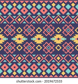 Ethnic pattern, Ikat, tribal seamless pattern. Geometric fabric pattern design for tribal embroidery. Indian, Scandinavian, Gypsy, Mexican, Asian, Native American, Navajo. Abstract background Vector 