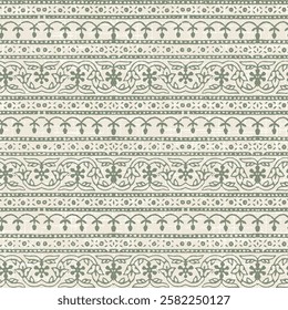 Ethnic pattern illustration, Ajrakh Pattern, ajrakh border and block print and batik stripe print olive green  Background digital printing textile pattern