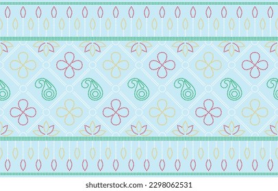 Patrón étnico. La etnia india Bhandhani se caracteriza por un diseño sin fisuras de bordado, decoración textil y diseño de baldosas.