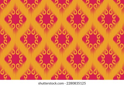 Patrón étnico. La India étnica Ikat diseña un patrón sin fisuras. Fondo vectorial tradicional de bordado indio. Ornamento indio para el patrón de tejas, decoración textil.