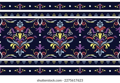 Patrón étnico. Diseño de patrones interminables de la India étnica estilo oriental. Damask India Motif.