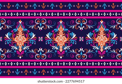 Ethnic Pattern. Ethnic India seamless pattern design oriental style. Damask India Motif.