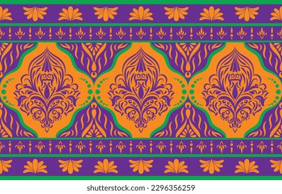 Ethnic Pattern. Ethnic India seamless pattern design oriental style. Damask India Motif.