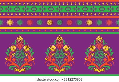 Patrón étnico. Diseño de patrones interminables de la India étnica estilo oriental. Damask India Motif.