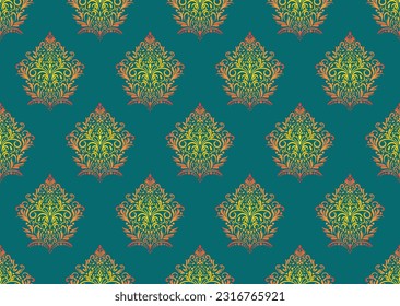 Ethnic Pattern. Ethnic India seamless pattern design oriental style. Damask India Motif.