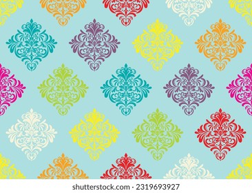 Ethnic Pattern. Ethnic India seamless pattern design oriental style. Damask India Motif.