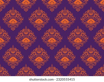 Patrón étnico. Diseño de patrones interminables de la India étnica estilo oriental. Damask India Motif.