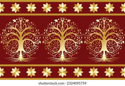 Patrón étnico. Diseño de patrones interminables de la India étnica estilo oriental. Motif indio de árbol de la vida.