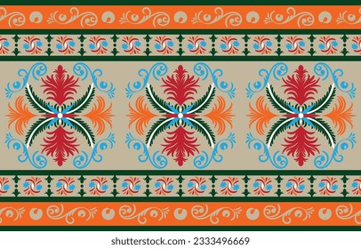 Ethnic Pattern. Ethnic India seamless pattern design oriental style. Damask India Motif.