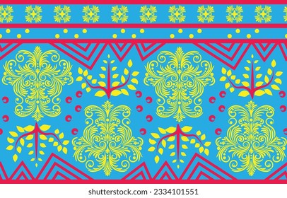 Ethnic Pattern. Ethnic India seamless pattern design oriental style. Damask India Motif.