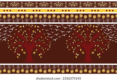 Patrón étnico. Diseño de patrones interminables de la India étnica estilo oriental. Motif indio de árbol de la vida.