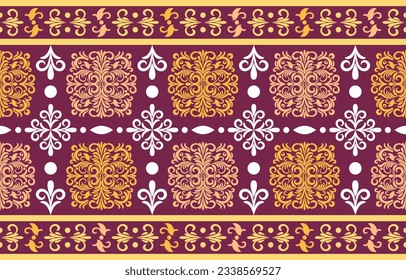 Ethnic Pattern. Ethnic India seamless pattern design oriental style. Damask India Motif.