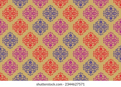 Ethnic Pattern. Ethnic India seamless pattern design oriental style. Damask India Motif.