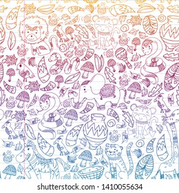 Ethnic pattern kids fabric, textile, nursery wallpaper. Vector illustration. African animals, tribal elements for little children, kids.