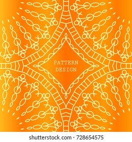 Ethnic pattern with lace, mandala decoration, bright background. Vector template for flyer, card, brochure, cover, package etc.