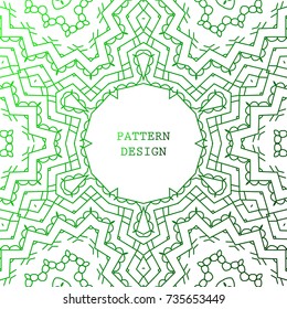 Ethnic pattern with lace, mandala decoration on white background. Vector template for flyer, card, brochure, cover, package etc.
