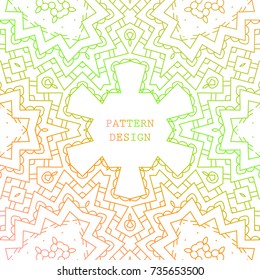 Ethnic pattern with lace, mandala decoration on white background. Vector template for flyer, card, brochure, cover, package etc.