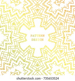 Ethnic pattern with lace, mandala decoration on white background. Vector template for flyer, card, brochure, cover, package etc.