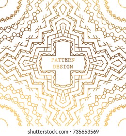 Ethnic pattern with lace, mandala decoration on white background. Vector template for flyer, card, brochure, cover, package etc.